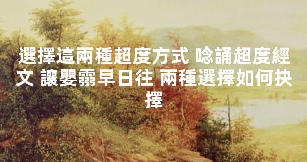 選擇這兩種超度方式 唸誦超度經文 讓嬰霛早日往 兩種選擇如何抉擇